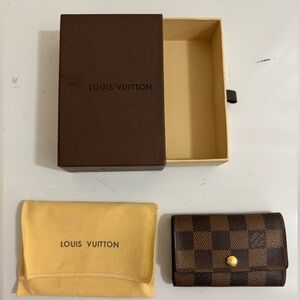 Louis Vuitton Damier Ebene Canvas 6 Key ring Holder Case Authentic